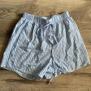 SHEIN High Waist Blue and White Striped Shorts